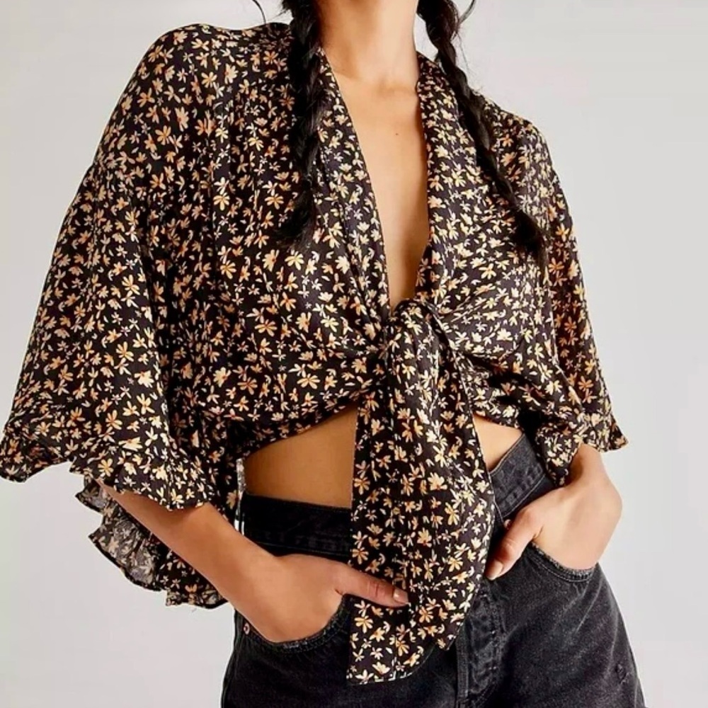 Free People Calisto Bed Ruffle Tie Front Top